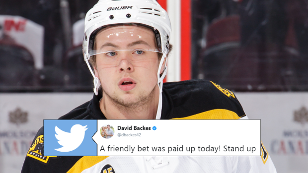 Charlie McAvoy had to scoop up David Backes' dog's poop after losing a bet  - Article - Bardown
