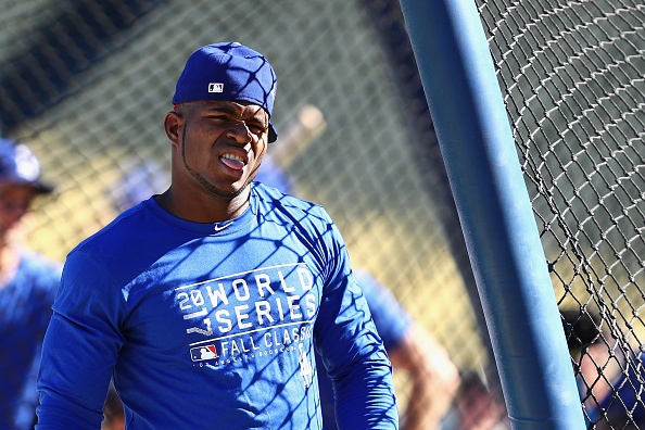 Yasiel Puig has a tongue sticking out shaved into the side of his head