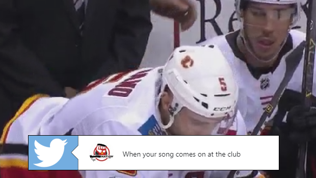 Mark Giordano accidentally twerked during the Falmes 4-1 win over the Capitals.