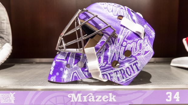One-Of-A-Kind, Hand-Painted Hockey Fights Cancer Goalie Helmet by