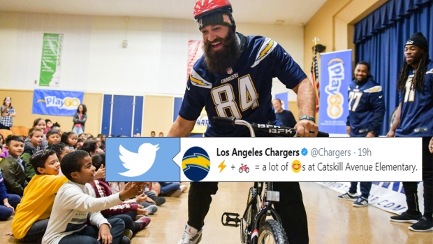 Los Angeles Chargers surprise 150 students with bikes