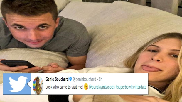 Eugenie Bouchard and her Super Bowl Twitter date