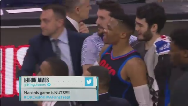 Russell Westbrook following the OKC Thunder's 119-117 win over the Philadelphia 76ers.