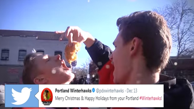 Portland Winterhawks lip-sync 'All I Want For Christmas Is You'