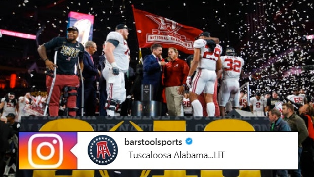 Alabama celebrates after capturing the 2018 CFB National Championship.