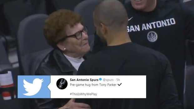 Tony Parker hugs a San Antonio Spurs fan