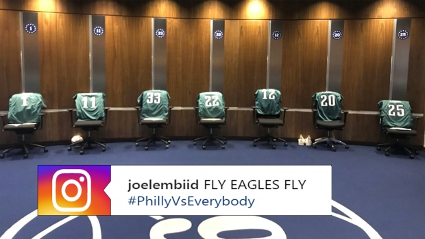 Philadelphia 76ers support the Eagles